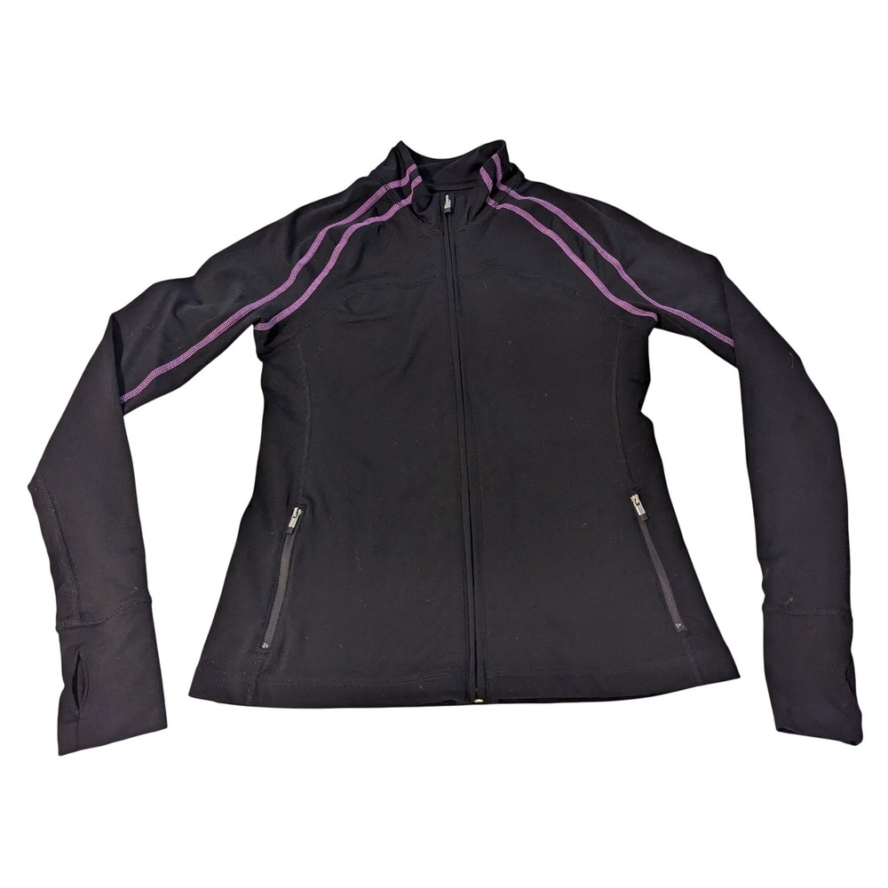 GapBody Womens Black Purple Contrast Stitch Full Zip Athletic Jacket Small